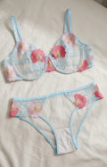 Lingerie set - Floal baby blue